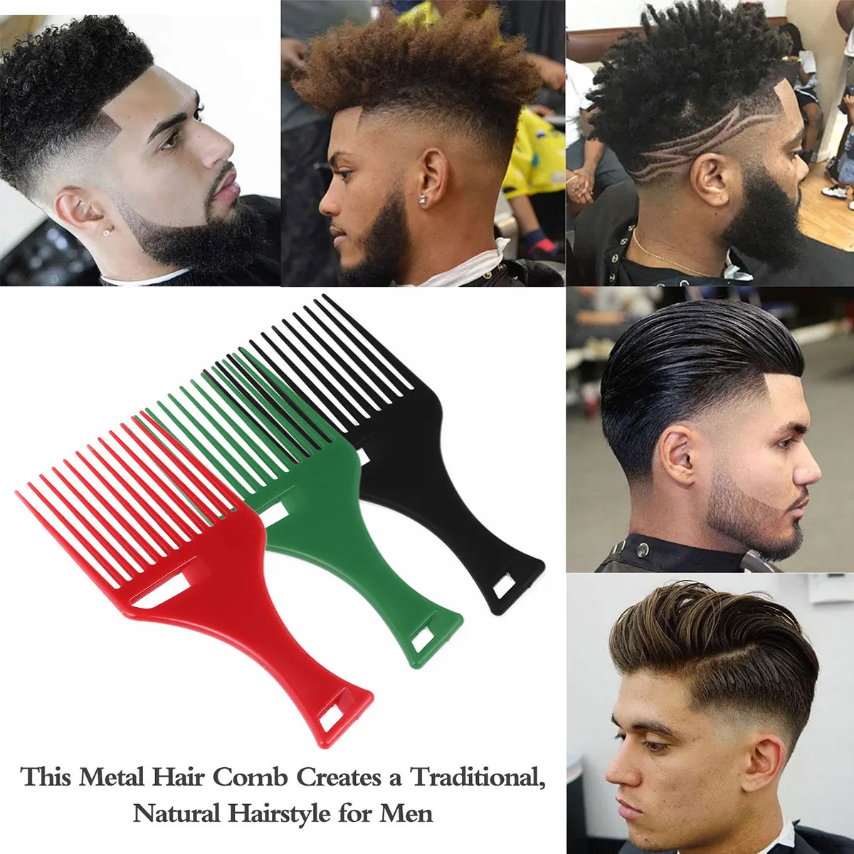 

3pcs 3 Colors PP Plastic Fork Comb Wide Tooth Pick Comb Durable High Temp Resistance For Curly Hair Styling Tool Men Women