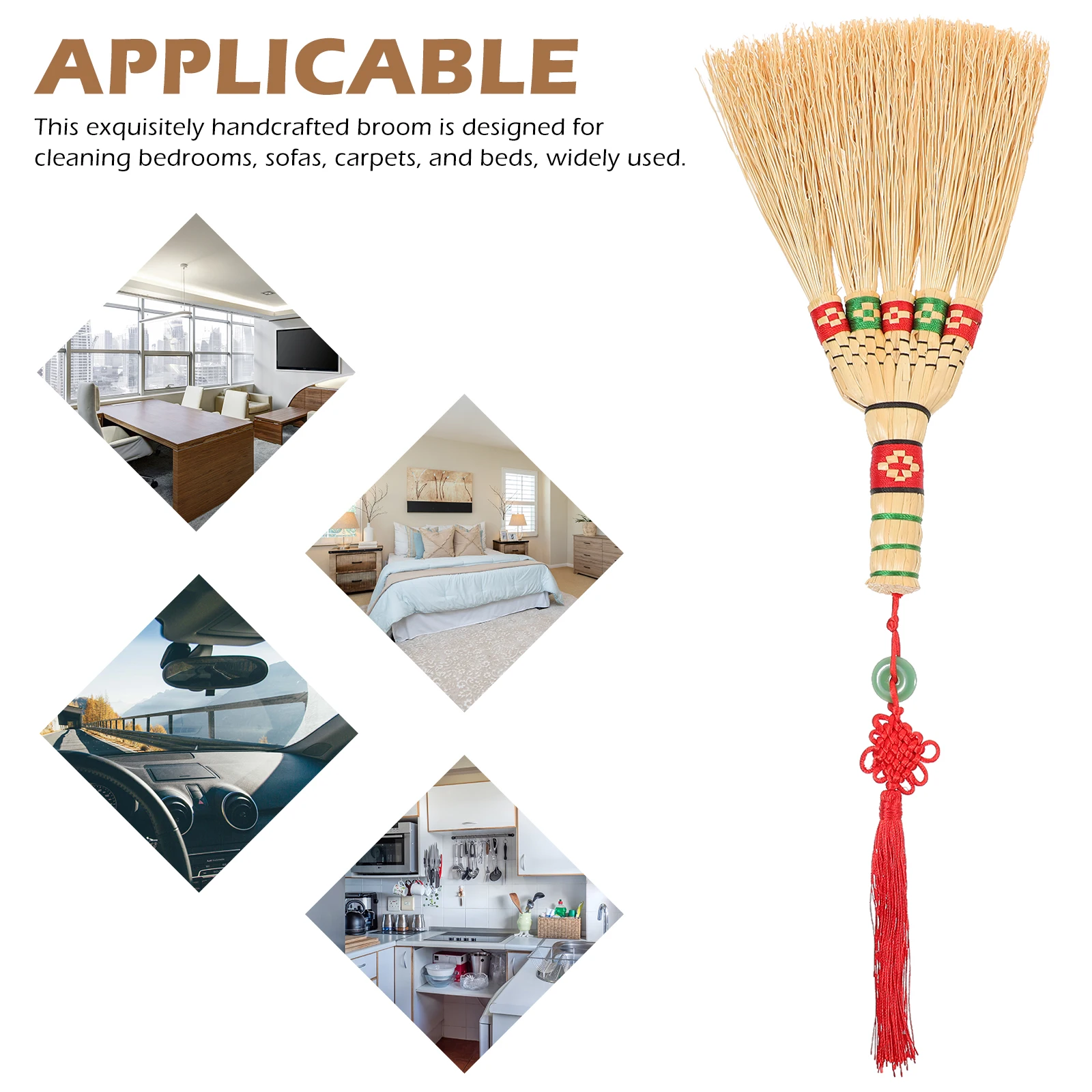 

Alipis Short Broom 26cm Corn Household Cleaning Brush Natural Grass Duster Handle Indoor Sweeping Accessory