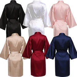 Wedding Party Team Bride Robe With Black Letters Kimono Satin Pamas Bridesmaid Plain Bathrobe SP2000