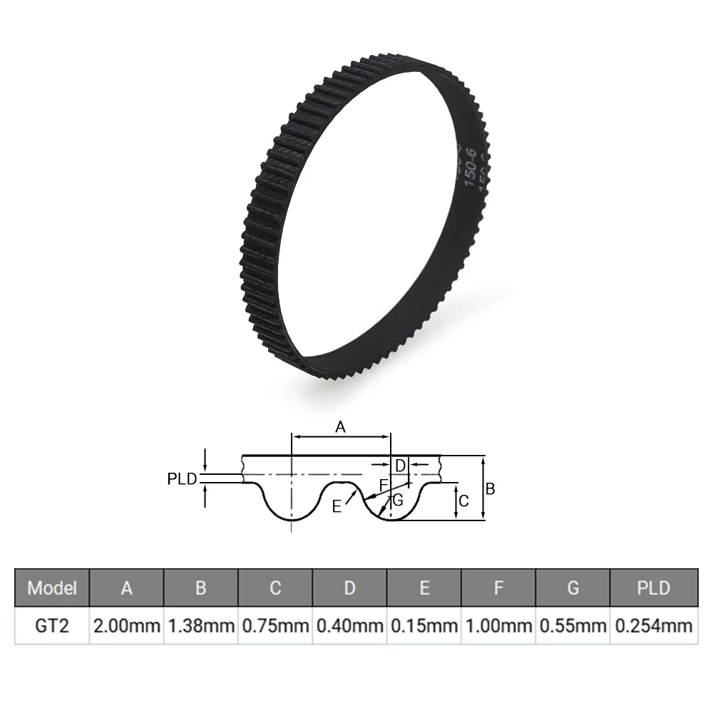 A impressora 3D fechou as peças da correia de borracha do laço, 2GT, 6mm, comprimento 98mm-1000mm, correias síncronas, parte