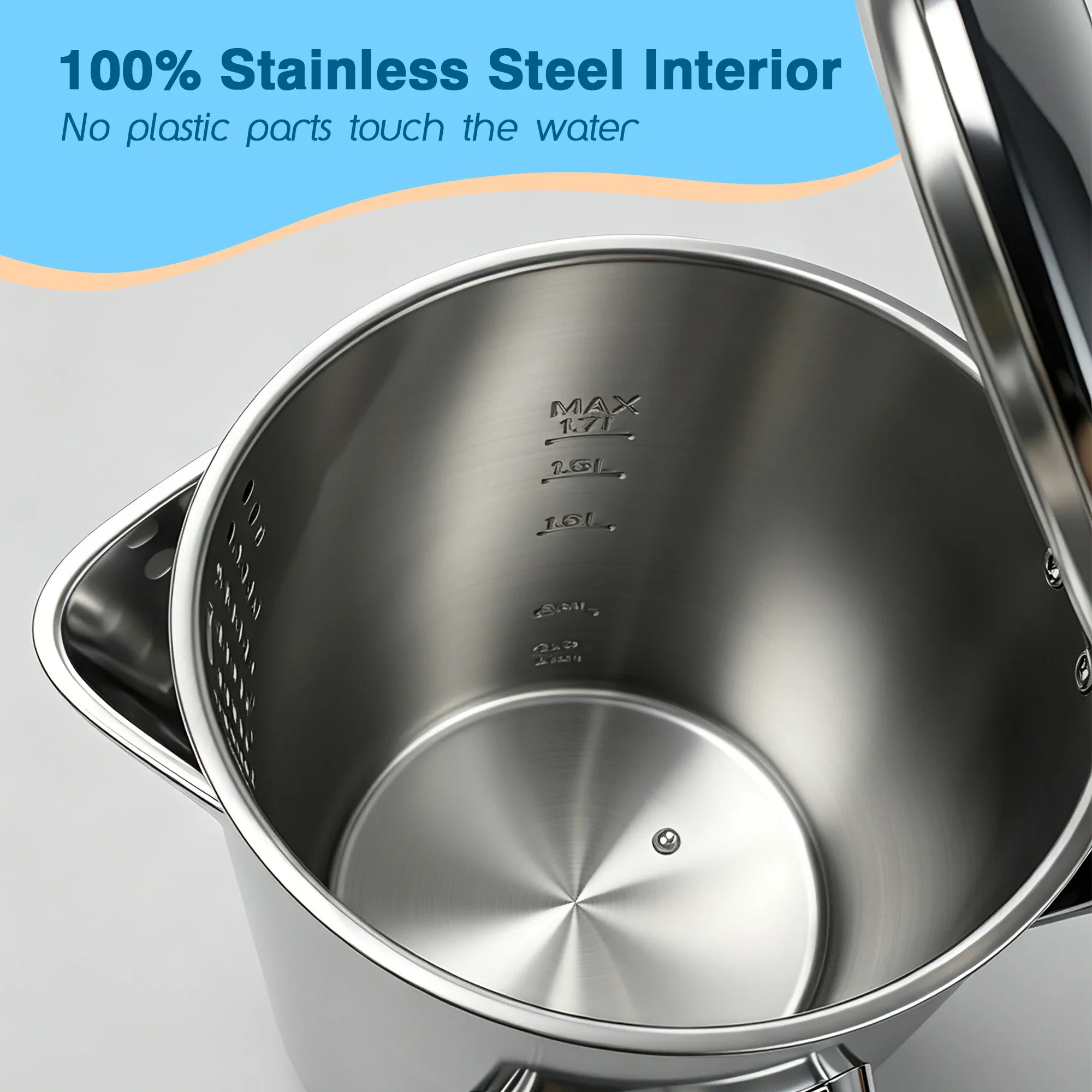 1.7L Electric Kettle, Touch Screen Water Boiler, Auto Shut Off, Double Wall, 6 Preset Temperatures, Fast Boil, and STRIX Control