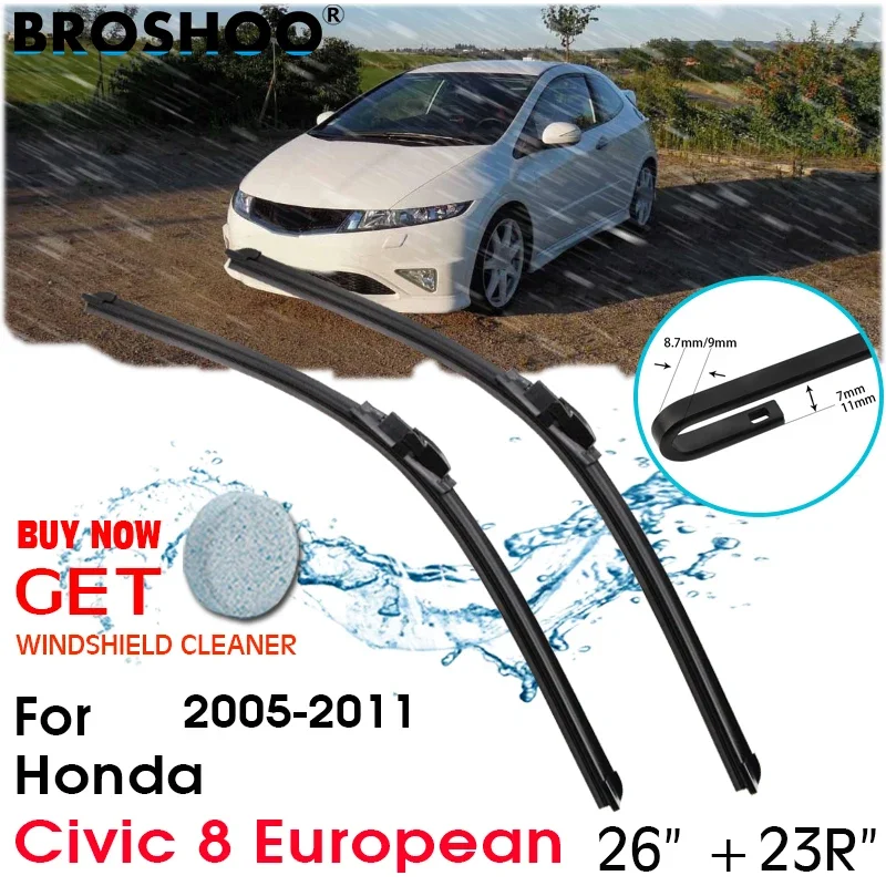 

Car Wiper Blade Front Window Windscreen Windshield Wipers Blades Auto Accessories For Honda Civic 8 European 26"+23R" 2005-2011