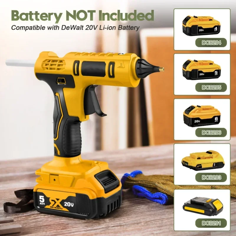 Imagem -05 - Pistola de Cola Quente Portátil Elétrica sem Fio Reparar Ferramenta Faça Você Mesmo Soldagem a Quente Bocal Anti-escaldante com 10 Varas para Dewalt