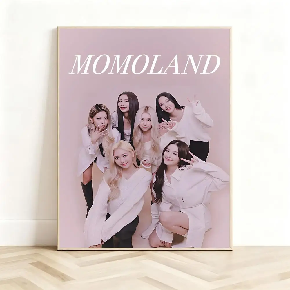 Vibrant Kpop Girl Group M-MOMOLAND Poster Classic Self-Adhesive PP Wall Sticker for Living Room Bar Decor Gift