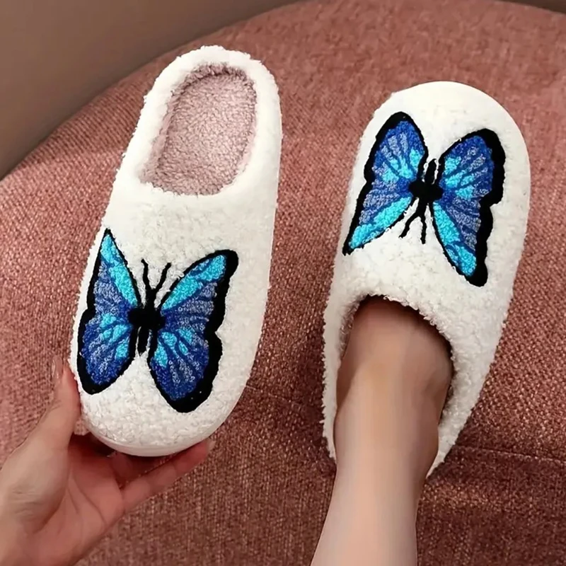 SHAJI Unisex Fluffy Cotton Slippers with Cute Bow Embroidery Soft TPR Anti-Slip Soles for Autumn Winter Household Comfort - view 6