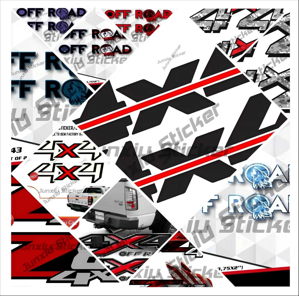 A Set Of Two Pieces 4x4 Wolf Offroad Decals Stickers 4wd Z71 Gold Hook Fx4 Off Road Compatible F150 F250 F350 F Truck Accessorie