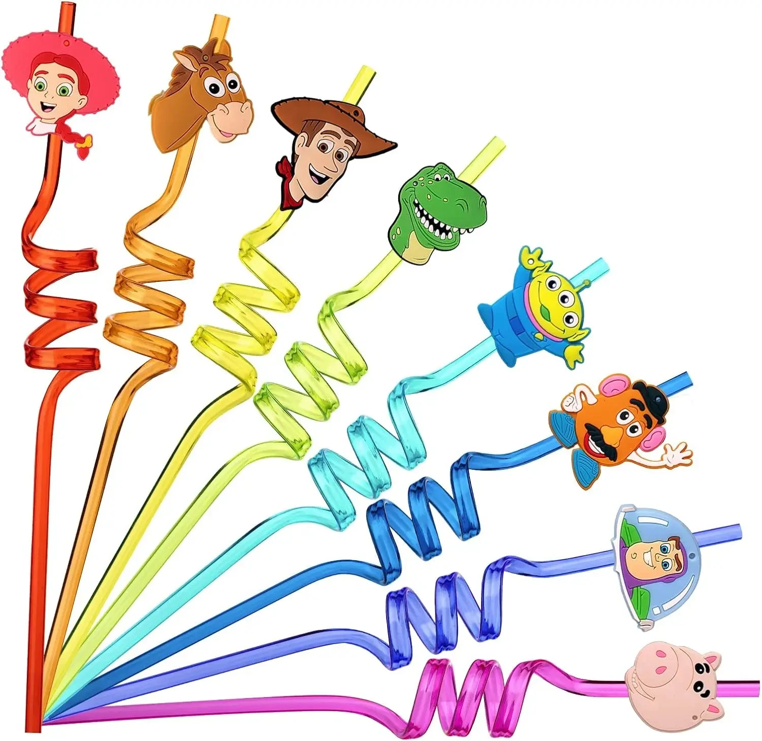 6Pcs Toy Story Birthday Party Reusable Drinking Straws 6Pcs princess Straws for Party Favors Supplies Kids Birthday Party