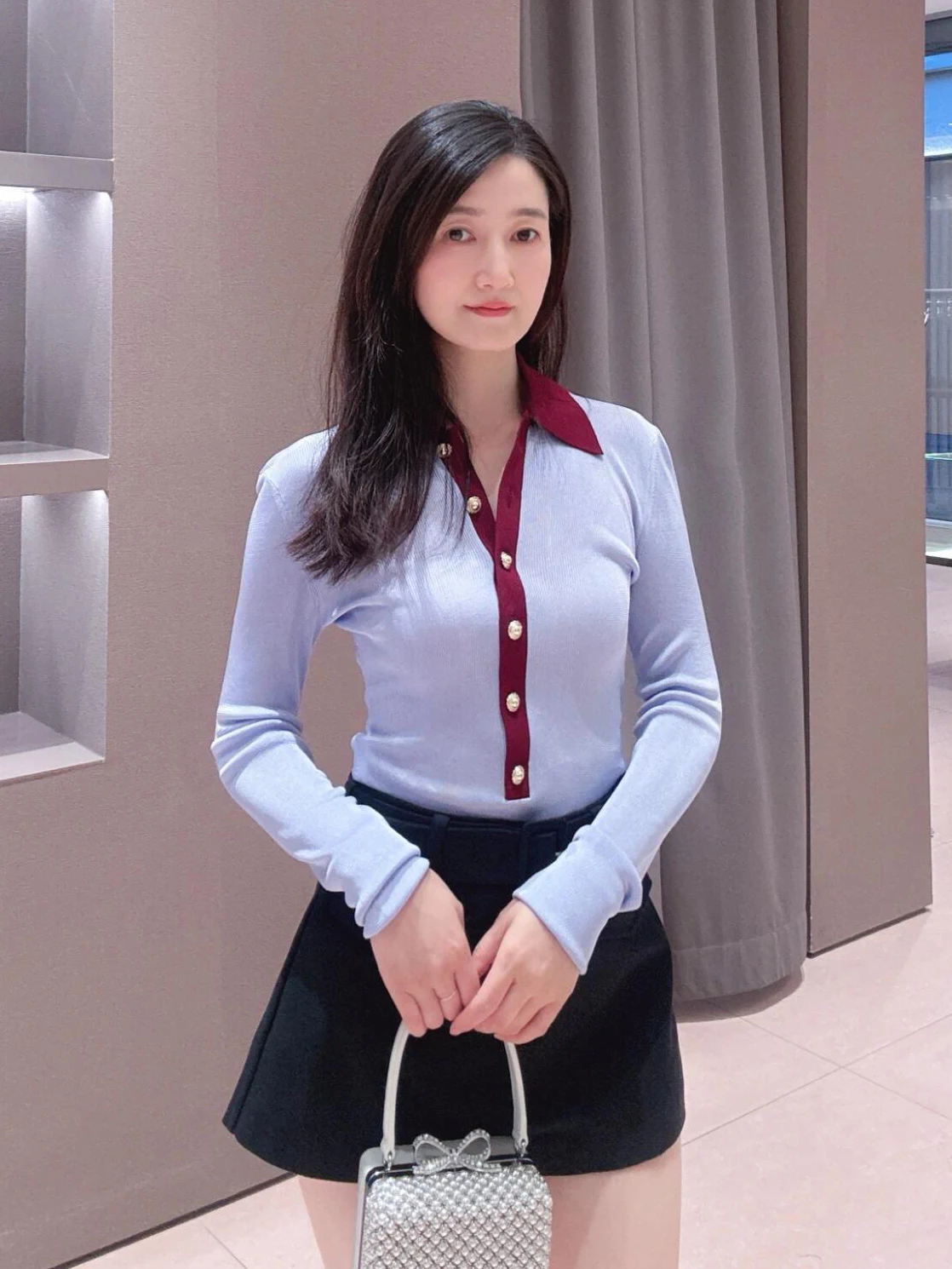 

SelfSP Cisas Тематический вязаный цельный топ-бот со скрытыми пуговицами и высокой талией, милая шерстяная смесь или Dr для женщин