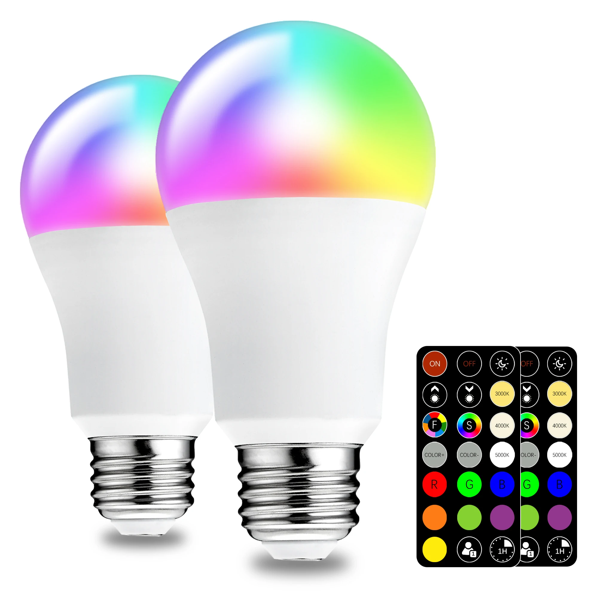 

LED Color Changing Light Bulb with Remote Control 60W Equivalent RGBW Bulbs 8W Dimmable E26/B22 A60/A50 2700K-6000K