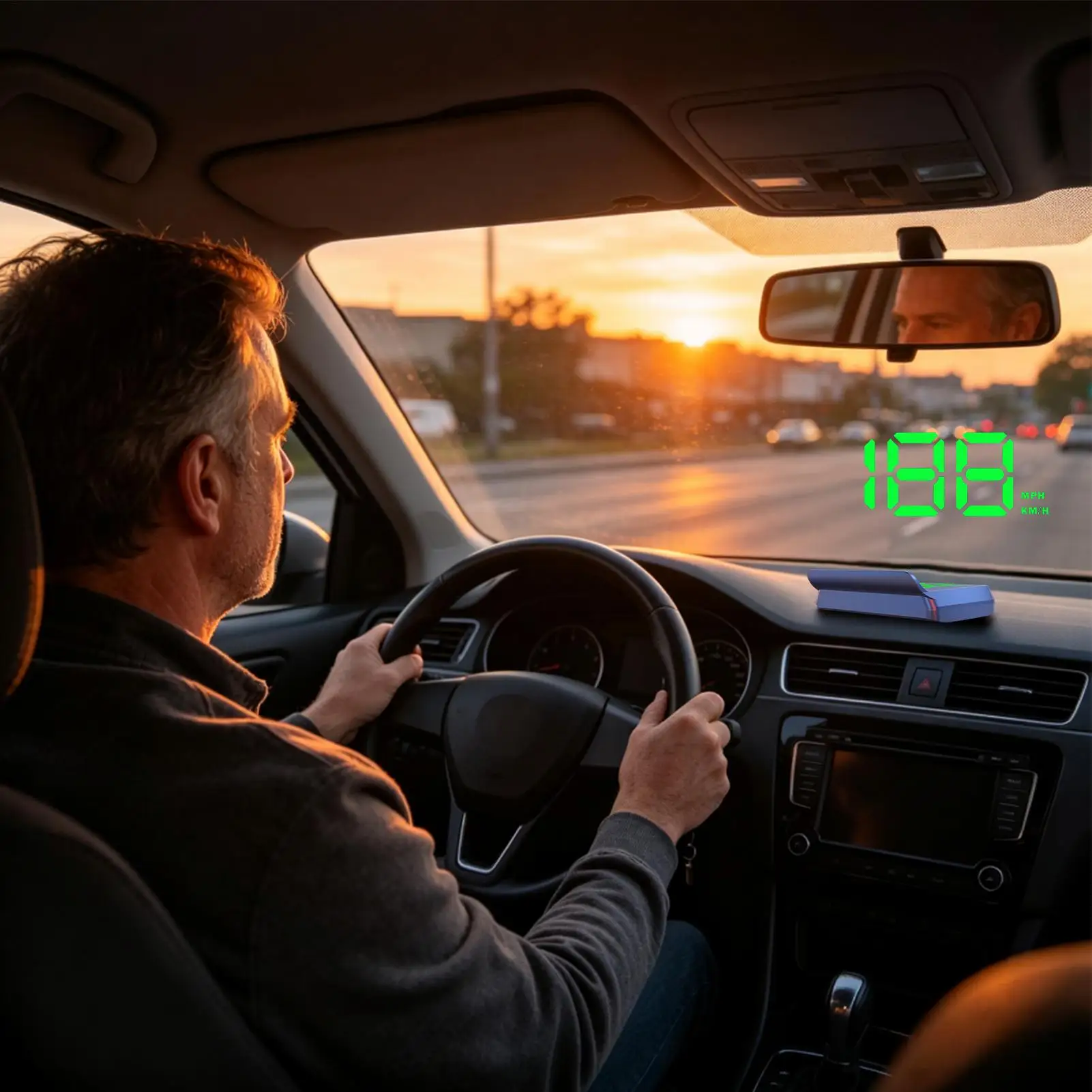 Car Heads Up Display Plug & Play Adjustable Brightness Auto On/Off Projector Head Up Display GPS Speedometer for Truck MPV RV