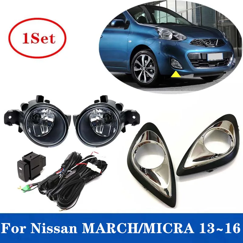 1Set Auto Voor Mistlicht Montage Met Schakelaar Bedrading Cover Kit Voor Nissan Maart/Micra 2013 2014 2015 2016 12V 55W Met H11 Lampen