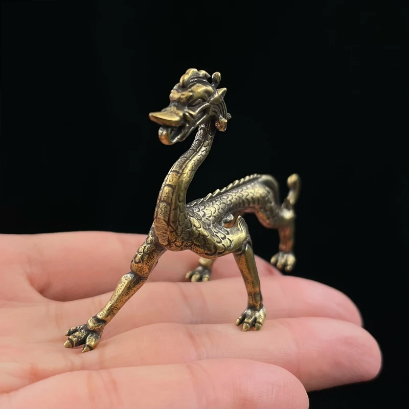 Copper Demon Dragon Statue, Small Ornament, Vintage Metal Beast Figurines, Desk Decorations Accessories, Home Decor Crafts