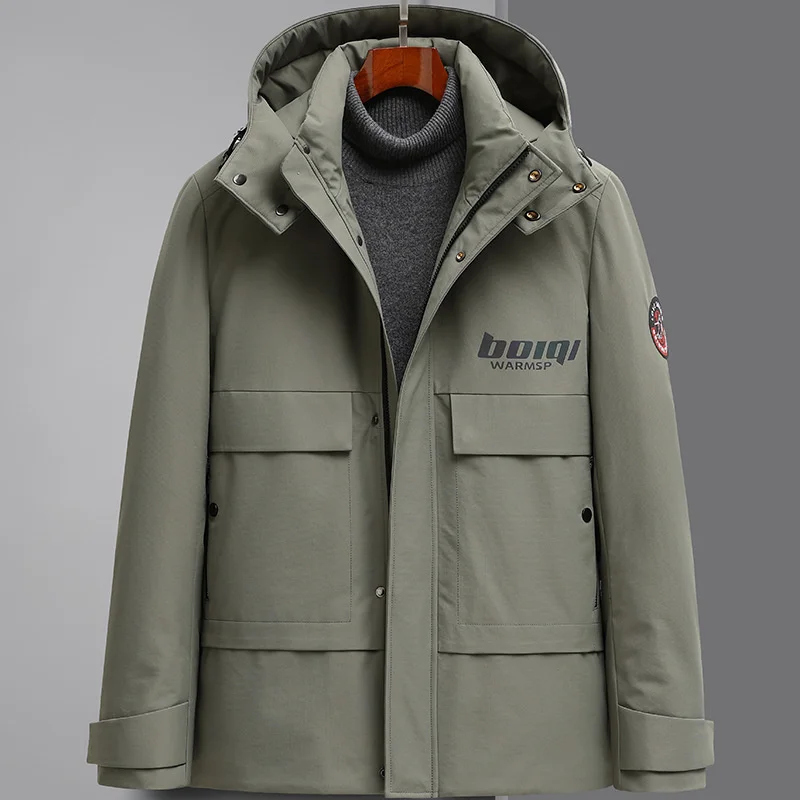 Qualità marca 90% Top White Duck Puffer uomo semplice berretto rimovibile piumino con cappuccio a prova di freddo Homme cappotto invernale