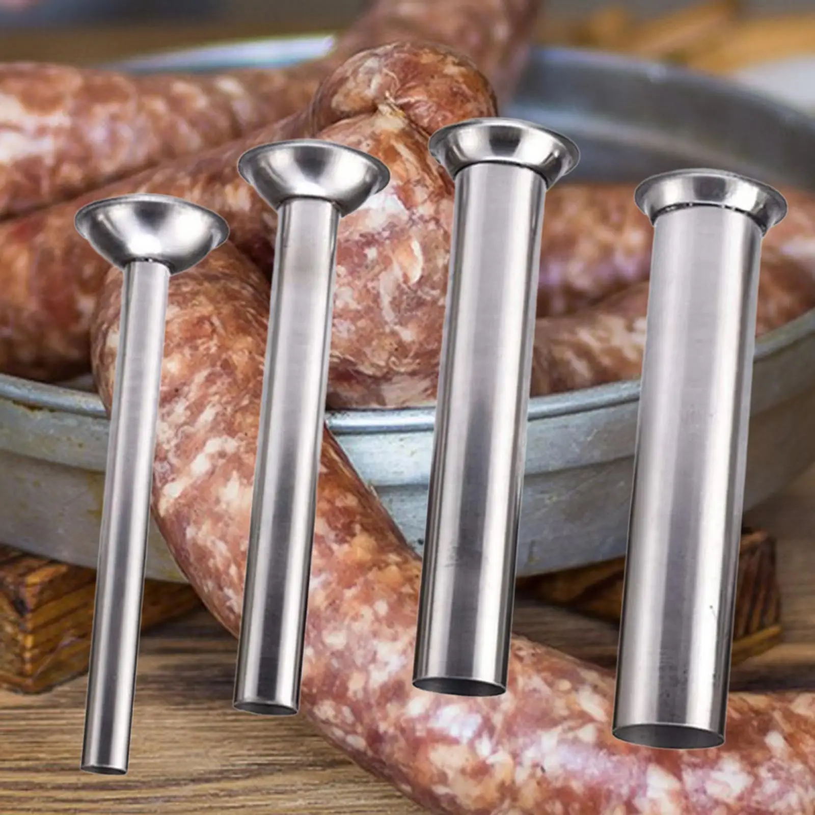 4x Sausage Stuffing Tubes Sausage Maker Kits Sausage Stuffer Funnels for Meat Grinder Food Grinder Enterprise Stuffer Lard Press