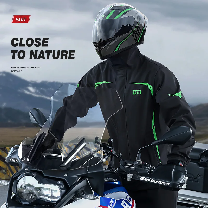 Men's Waterproof Riding Raincoat Set with Split Rain Pants - Motorcycle Rainstorm Proof Coat for Men