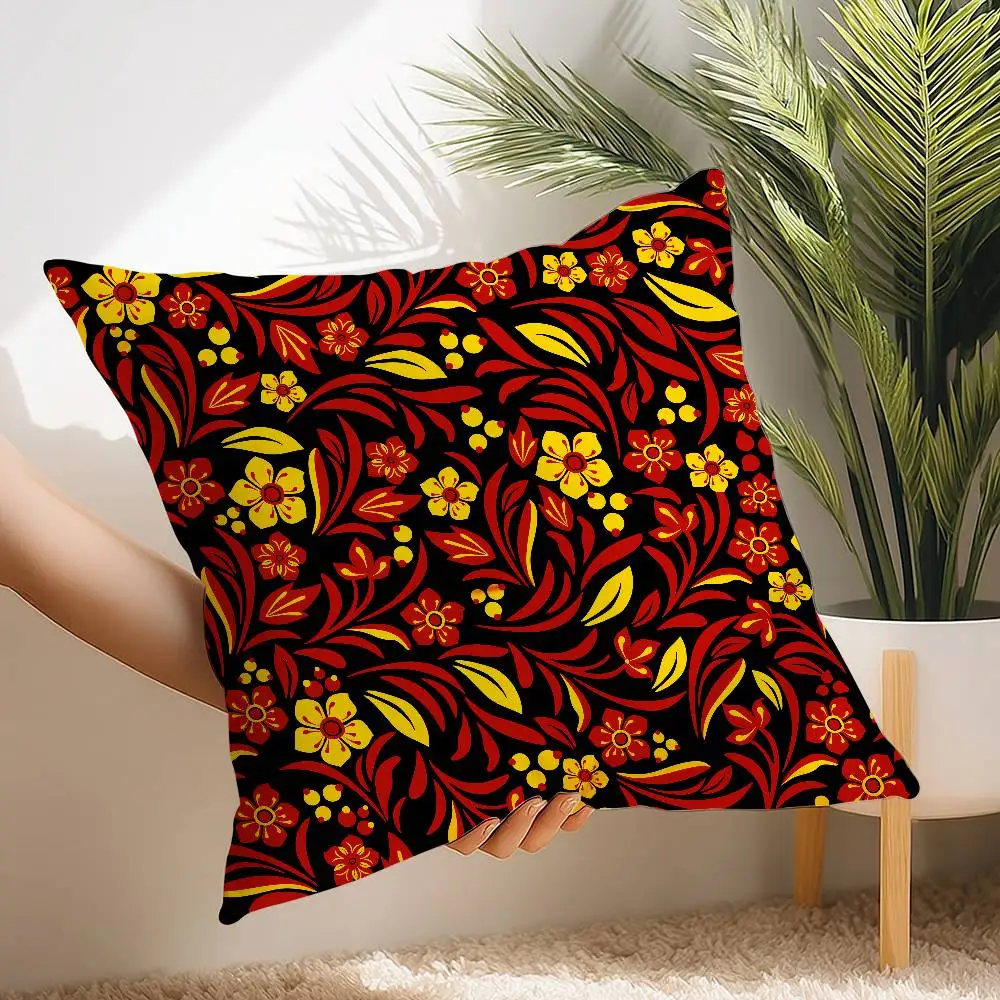 Наволочка с украинским народным узором, короткая плюшевая наволочка с принтом, квадратная наволочка, диван, домашний декор