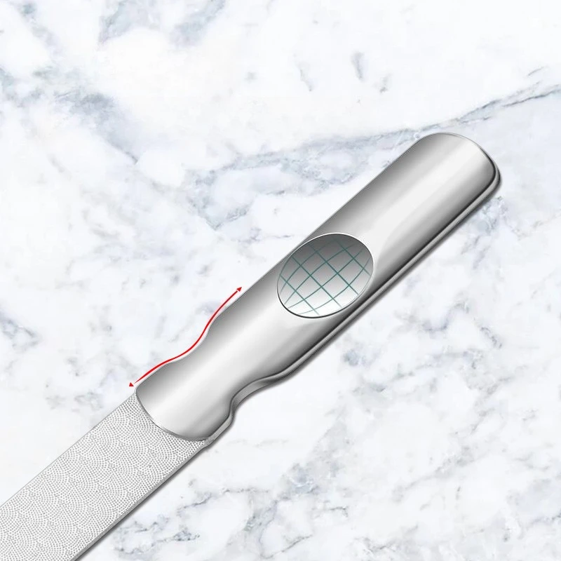 2 pçs de alta qualidade de aço inoxidável dupla face arquivos de unhas manicure pedicure aliciamento para profissional dedo do pé ferramentas de cuidados com as unhas