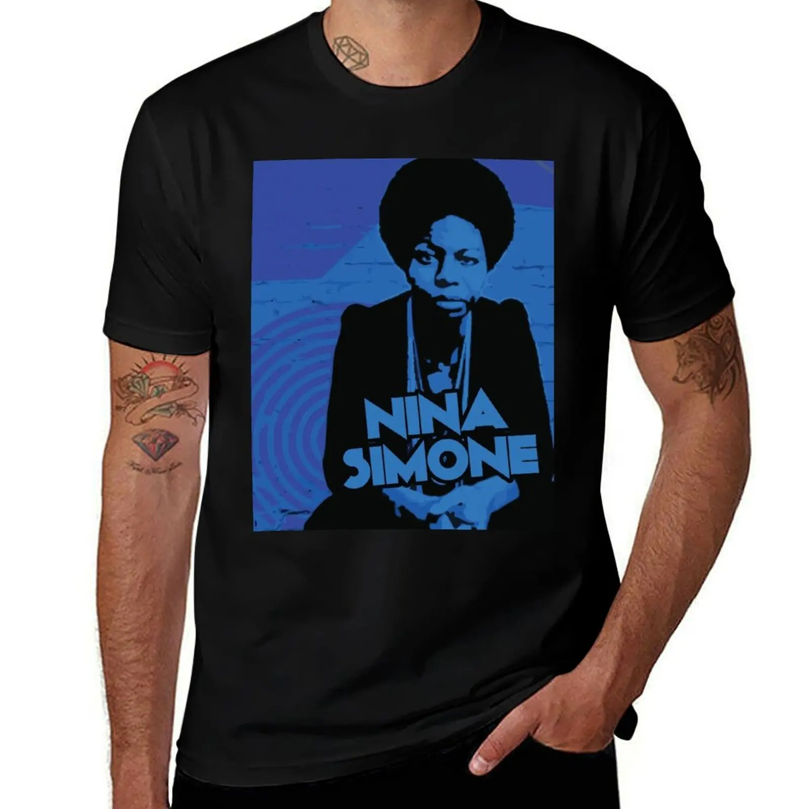 

Nina Simone Blue For You T-Shirt Vintage Print Crew Neck Tee
