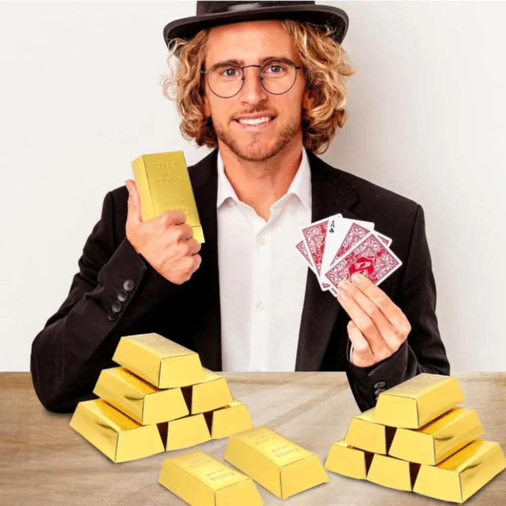 Deco Shiny Gold Paper Fake Gold Bar Decorative Golden Bar Candy Box Party Favor Thickened Treat Boxes Window Photography Layout