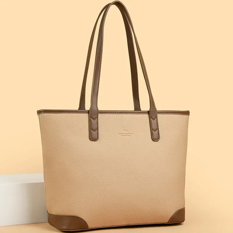 

Genuine High Quality Leather Shoulder Bag Female Tote Bag New Luxury Designer Large Handbag For Women Brand Shopper Bags Female