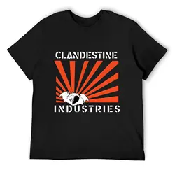 Clandestine Industries (White Text) T-Shirt summer clothes blanks mens graphic t-shirts pack