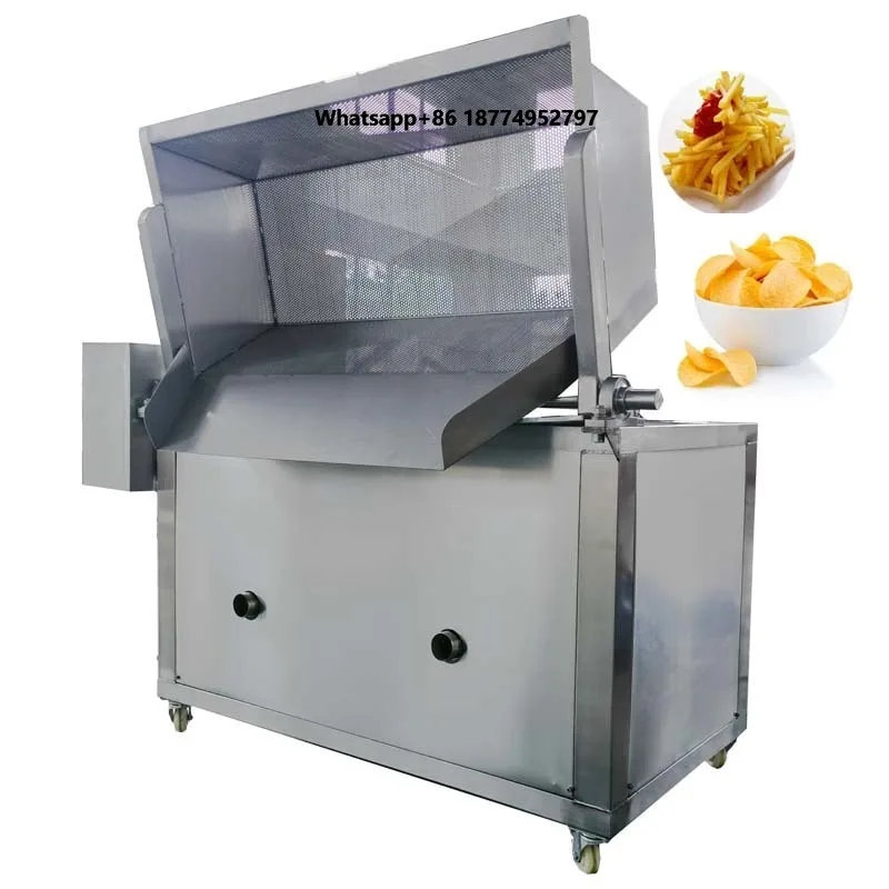 Industrial 100kg/h Automatic Deep Fryer for Snack Food French Fries Potato Chips Groundnut Frying Machine Continuous Fryer