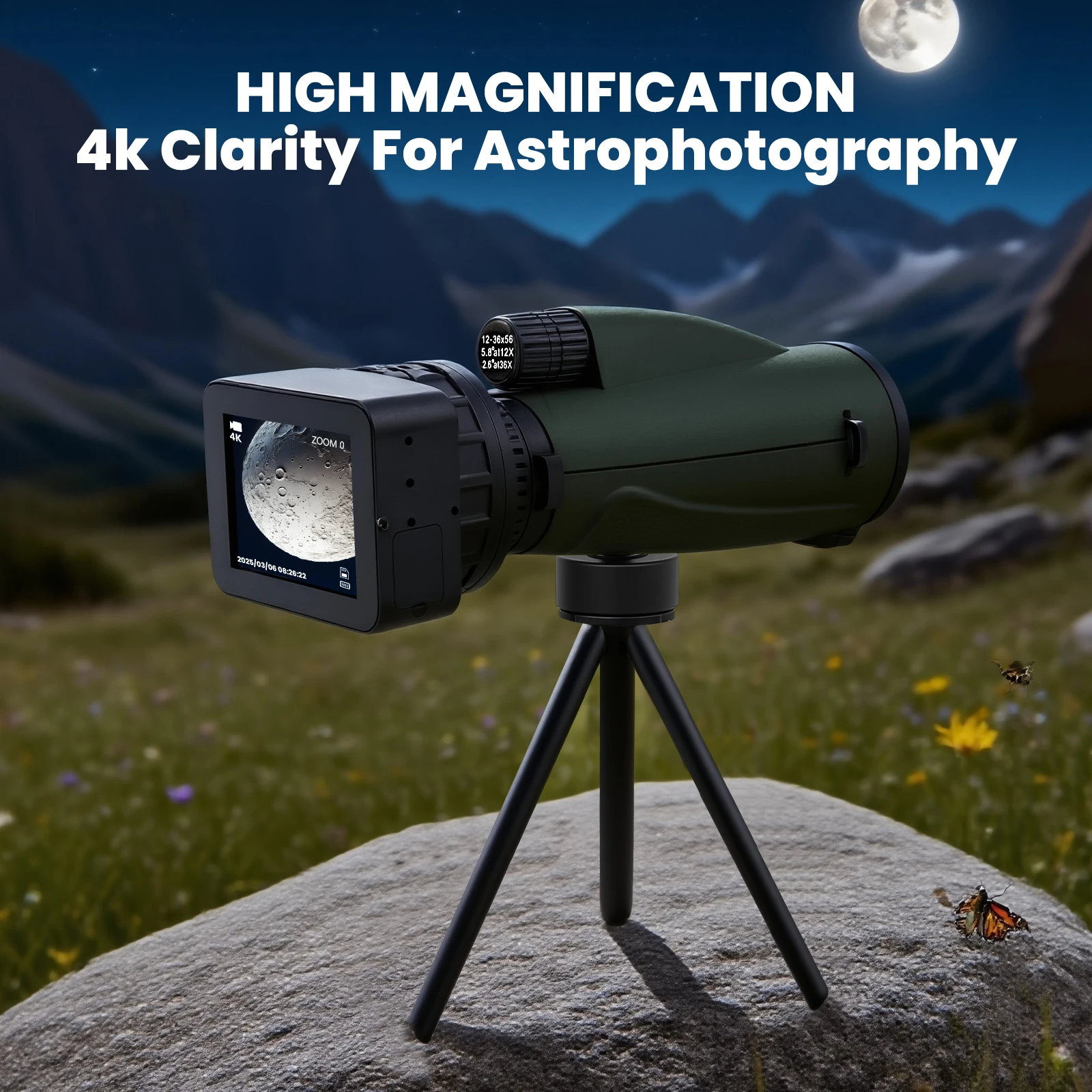 Telescope Eyepiece Camera 4K Low Light Night Vision Electronic Eyepiece with 3'' Color Display for Astronomy Bird Watching image 5