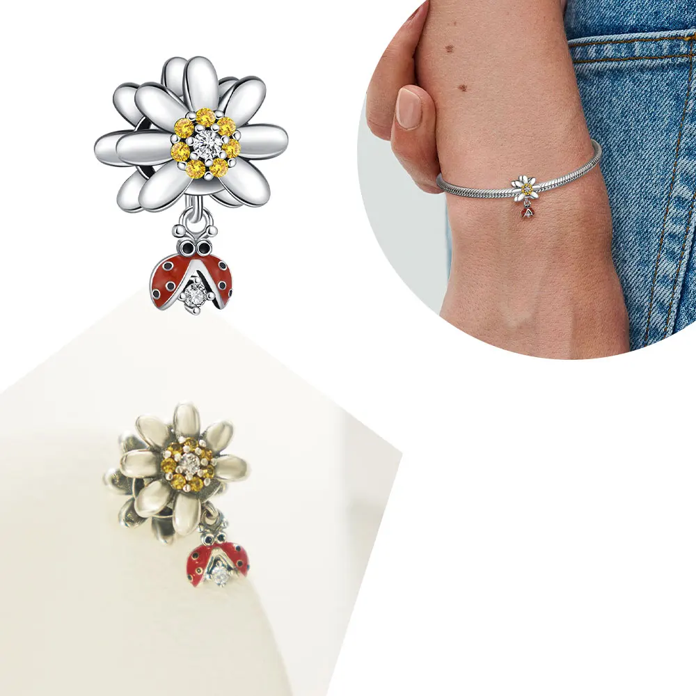 2025 حار جديد الأصلي زهرة قلادة 925 فضة روز سحر صالح سوار diy للنساء أنيقة حبة ارتداء اليومي غرامة هدية #4