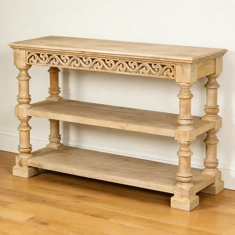 Solid Wood Porch Cabinet Carved Retro Log Color Shelf Wall Mounted Floor to Ceiling Entrance Foyer Table