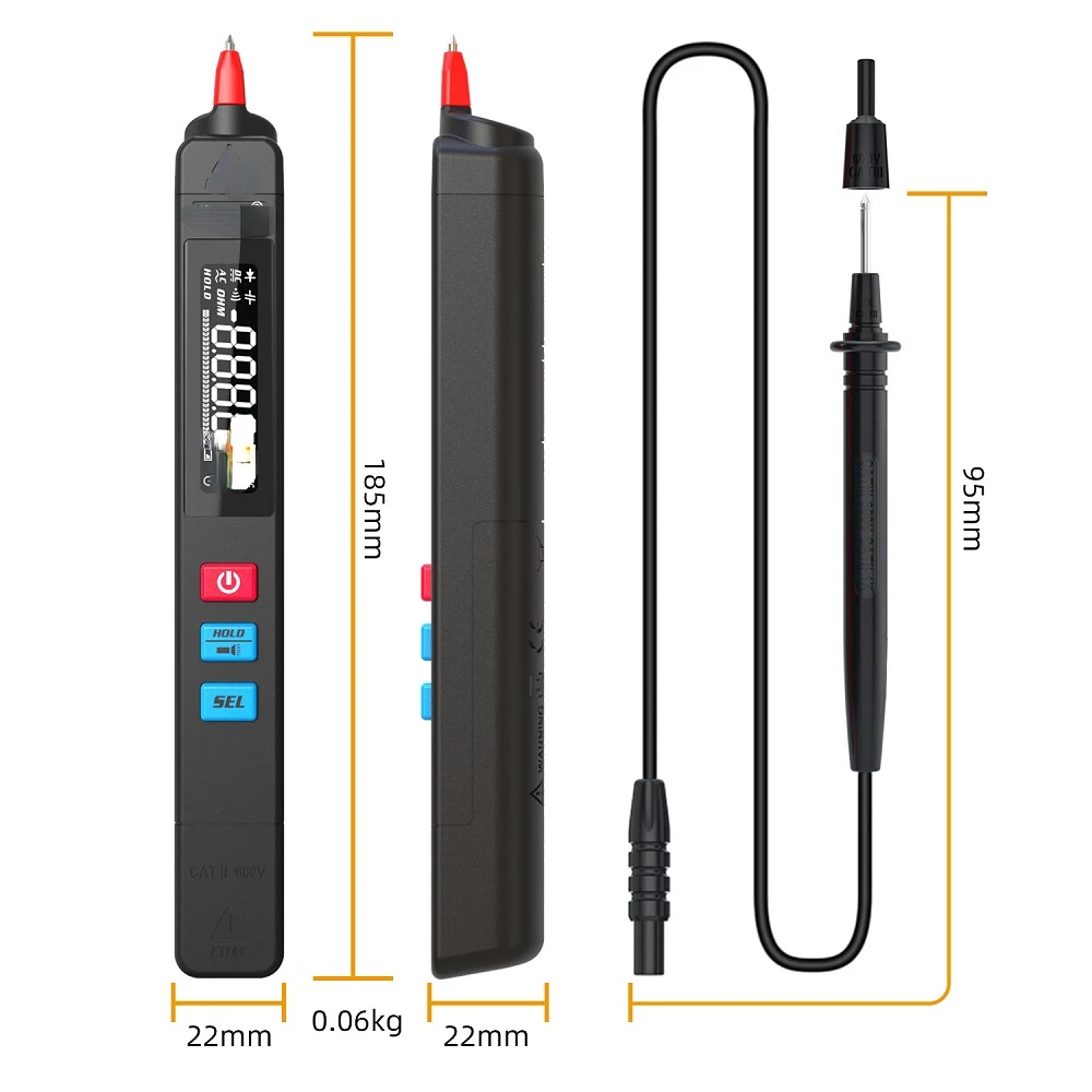 XE7 Digital Multimeter Pen Type Meter 6000 Counts with Non Contact AC/DC Voltage Resistance Capacitance Hz Test