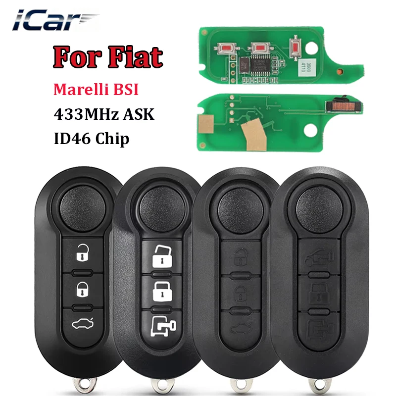 Marelli 433MHz ID46 Chip Car Remote Flip Key For Fiat MPV Bravo/Ducato 500 Doblo Qubo Grande Punto Citroen Jumper Peugeot Boxer