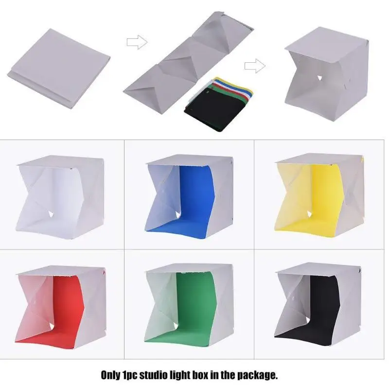 【C】Portable LED Photo Studio Light Box Foldable Photography LED Photo Studio Tent USB Mini Light Box With 2/4/6 Color Backdrop gallery 4