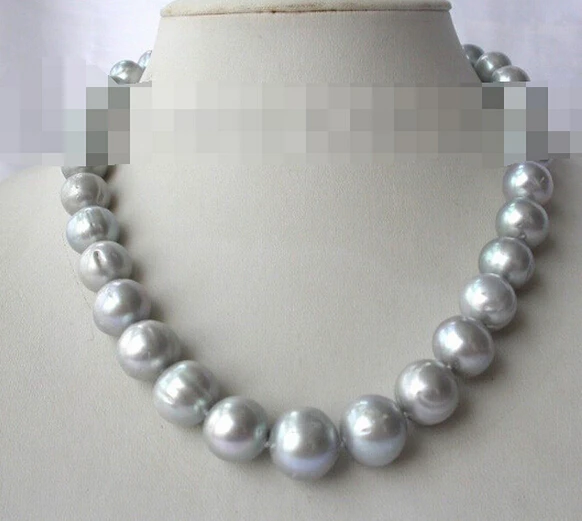 

stunning big 10-11mm round gray freshwater cultured pearl necklace