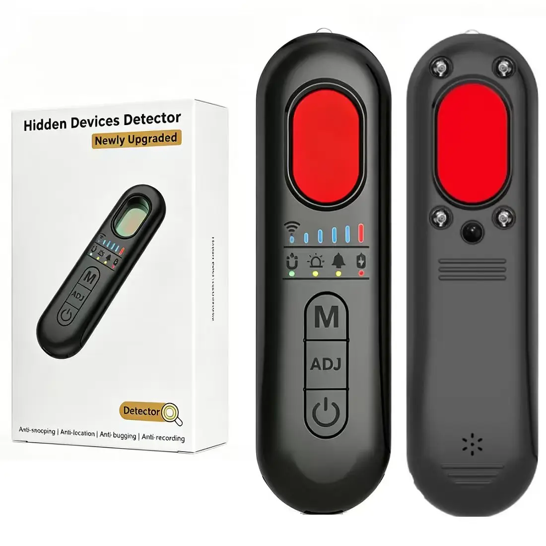6-in-1 AI Anti Spy Hidden Camera Detector Infrared RF Signal Scanner GPS Tracker Bug Detector Vibration Alarm Portable Privacy P