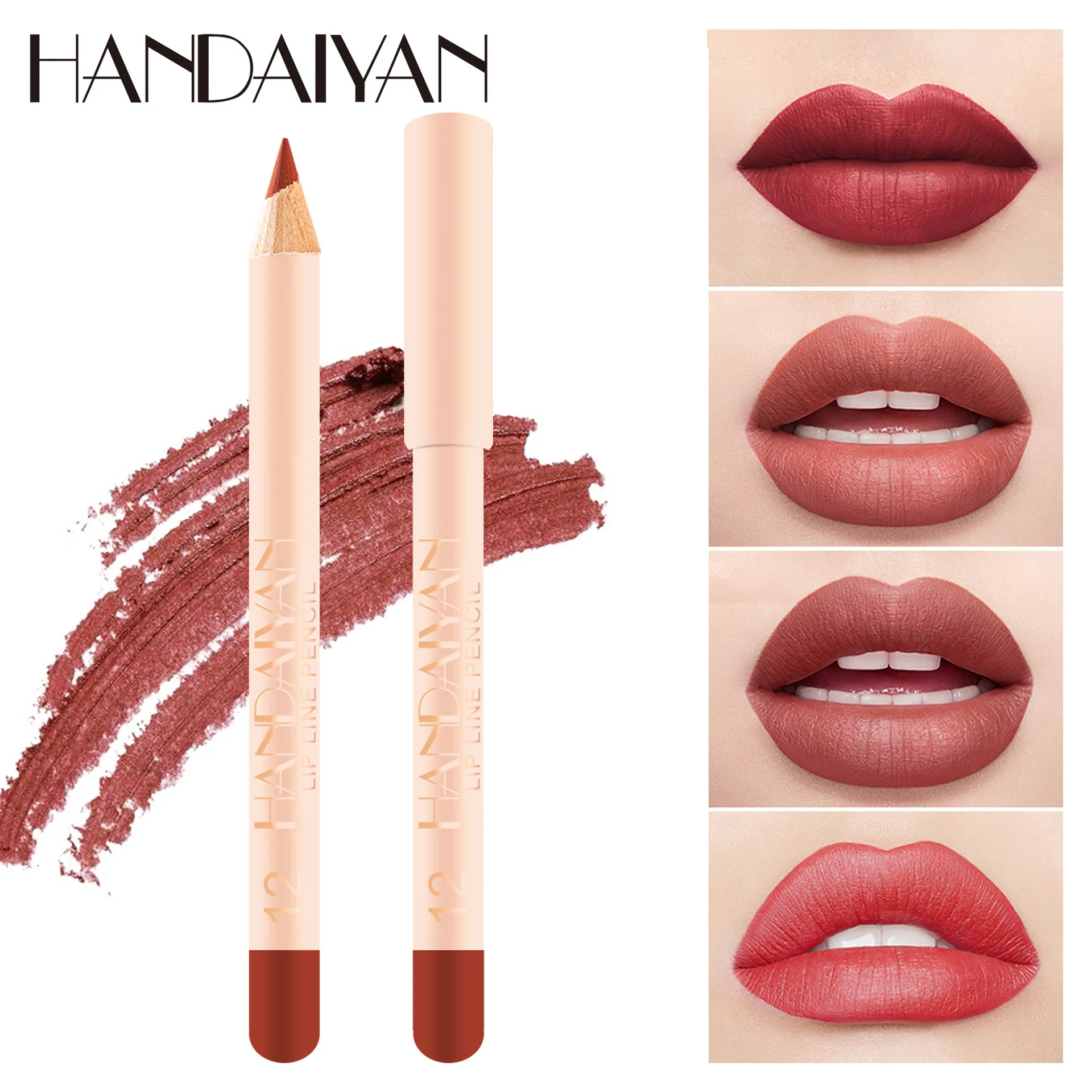 ราคาต่ํา Handaiyan 12 Matte Lip Liner Set Velvet Non-fading Lip Liner ลิปสติก Set