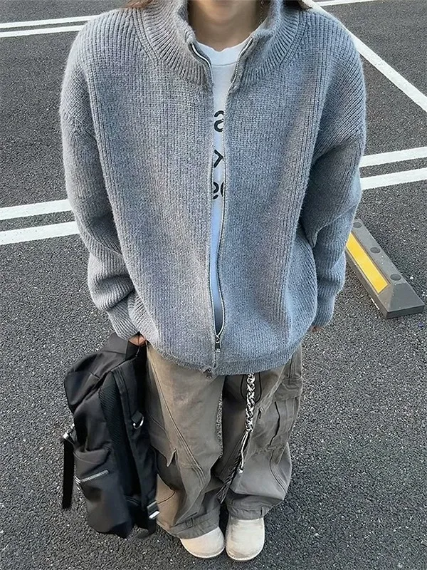 

Винтажный свитер с американской талией в стиле ретро, свободная вязаная верхняя одежда Lazy Sle, модная универсальная осенне-зимняя повседневная одежда