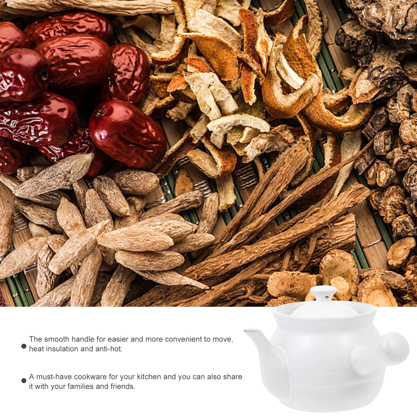 

Ceramic Medicine Pot Heat Insulation Anti Hot Large Capacity Spout Easy Pour Traditional Chinese Medicine Cooker Home Supply