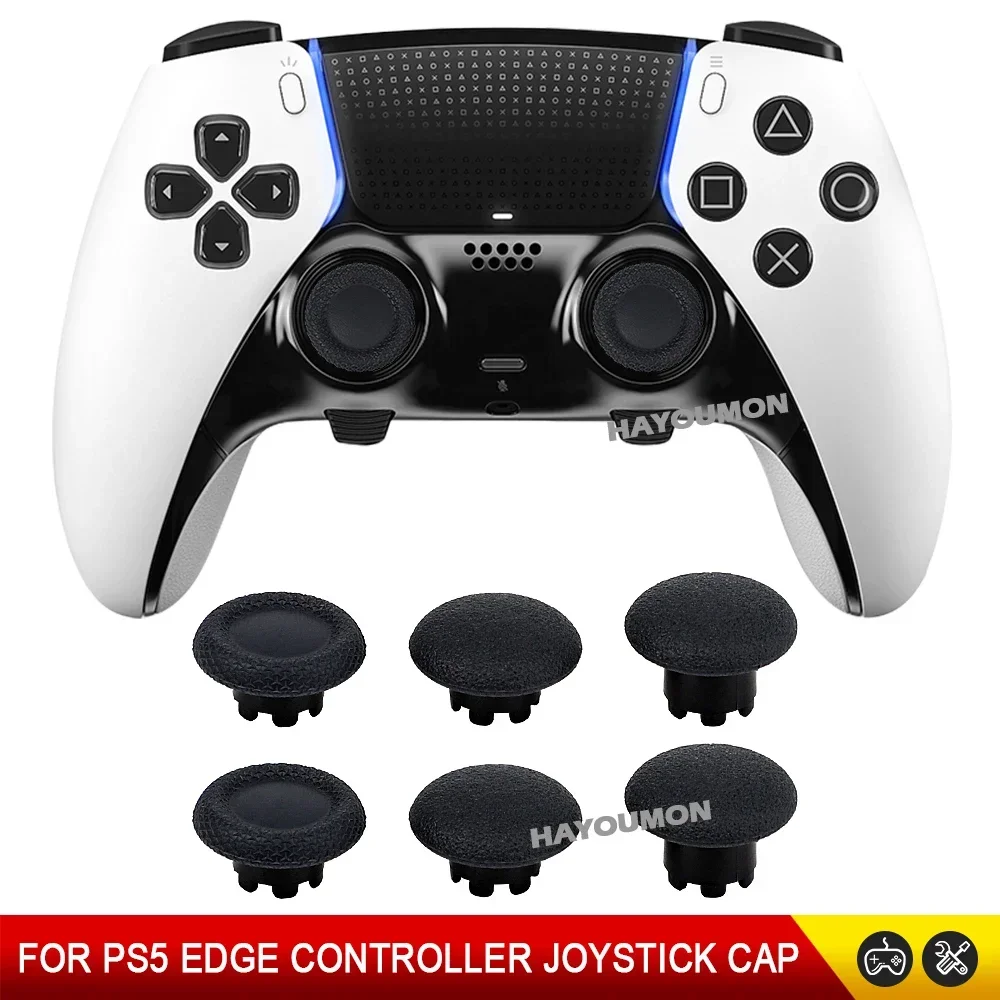 6PCS/Set Replacement Thumbsticks for PS5 Edge Controller Black Analog Stick Joystick Buttons for PS5 Edge Gampad Gaming Accessor