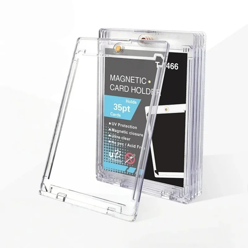 10PCS Magnetic Cards Holder 35PT Hard Plastic Storage Boxes Uv-Resistant Acrylic Card Holders for Collectors Display Box