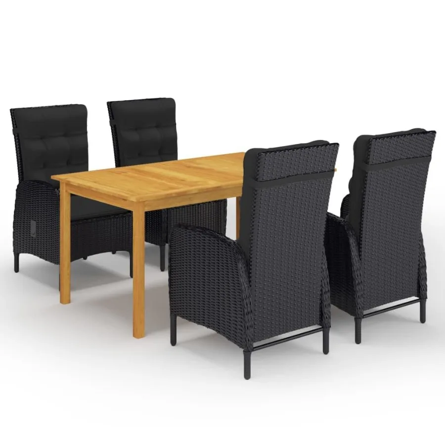 

5 Piece Patio Dining Set Black