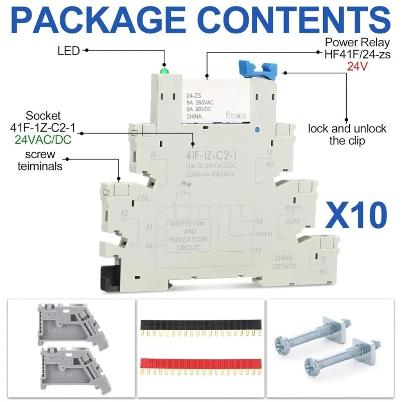 Relays Modules 24V With Sockets Bases LED Indicators For Industrial Automation Switching Compacts Thin JOMD
