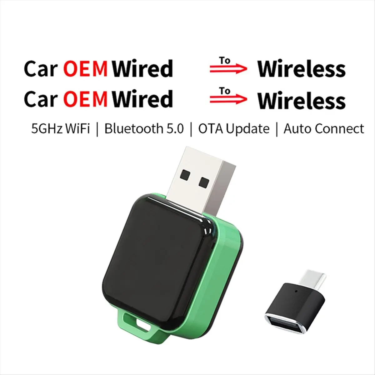 HAPPYDAY~ CarPlay Mobile Phone Auto Adapter Wired to Wireless for
