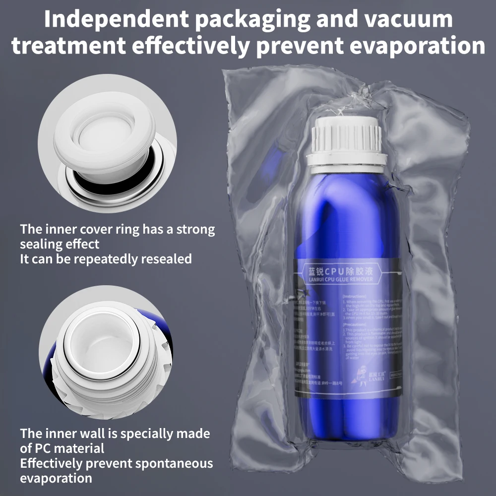Lanrui Środek do Usuwania Kleju z Chipów CPU 250ml Ekologiczny do Bezpiecznego Usuwania Czarnego Kleju z Chipów CPU w Telefonach Komórkowych Narzędzie do Naprawy