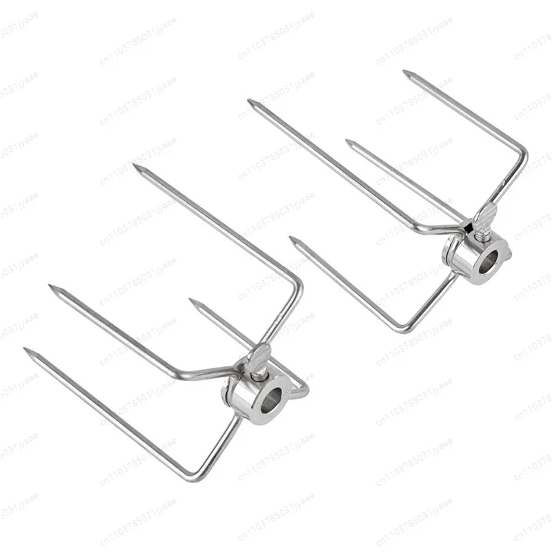 110V Electric Rotating BBQ Spit Set, Stainless Steel Meat Fork for Roasting Whole Chicken Leg Lamb