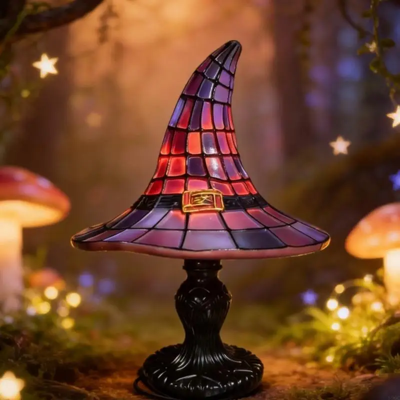 Witch Hat USB Night Lamp for Desk Shelf and Window Sill Display, Soft Light Accent for Themed Party Home Use 896C