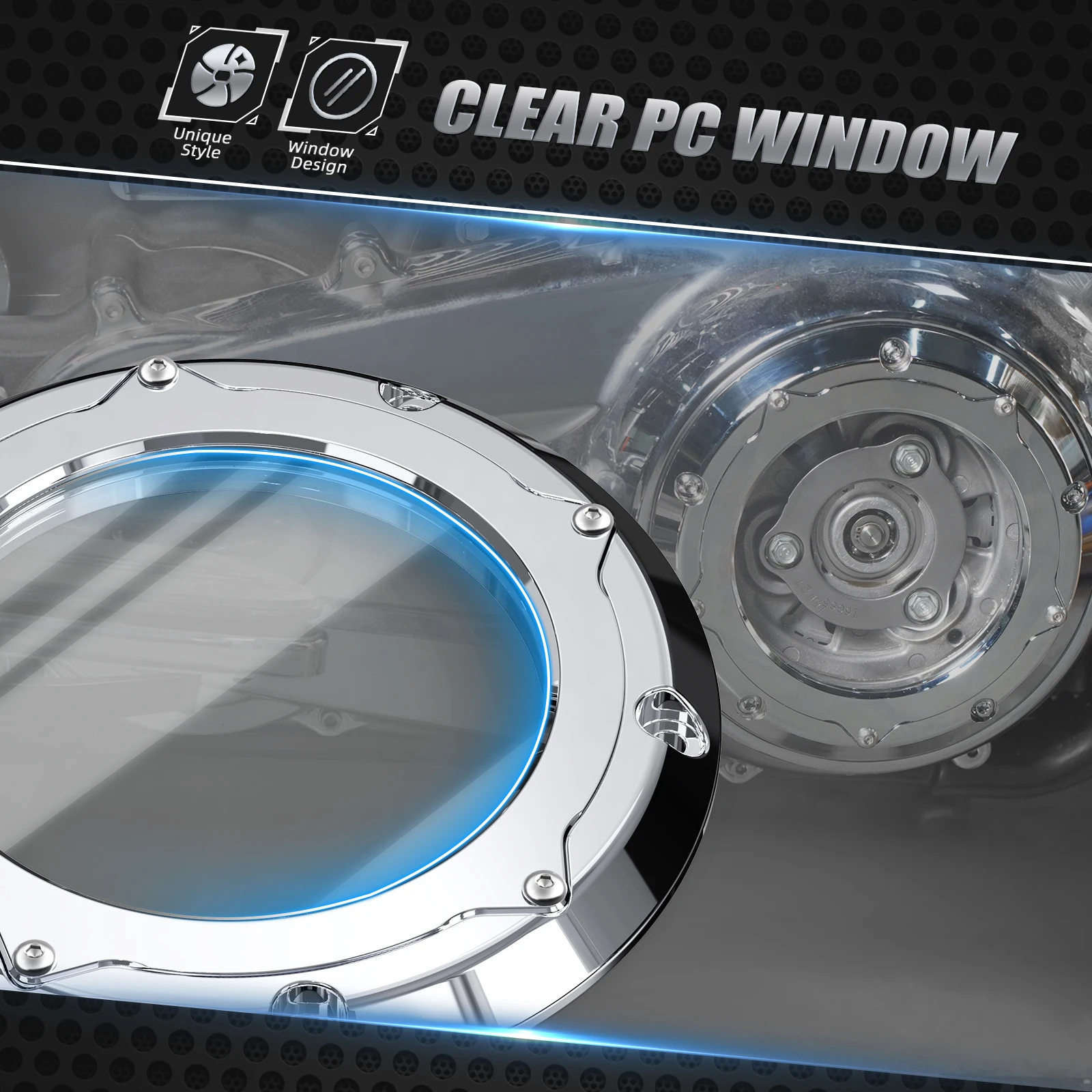 Chrome Transparent Derby Clutch Cover for Harley Road King Street Glide Tri Glide Ultra Limited Low CVO Limited Electra Glide