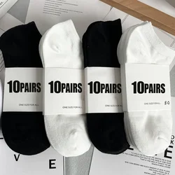 1/10pairs Invisible Summer Socks For Women Men Breathable Comfortable Cotton Solid Color Sports Anti-slip Ankle Short Boat Sock