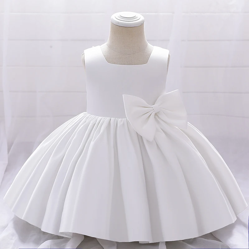 New Fashion Big Bow Girls Dress 1st Year Birthday Party Baby Baptism Dress For Girls Princess Christmas Costume Infants Vestidos