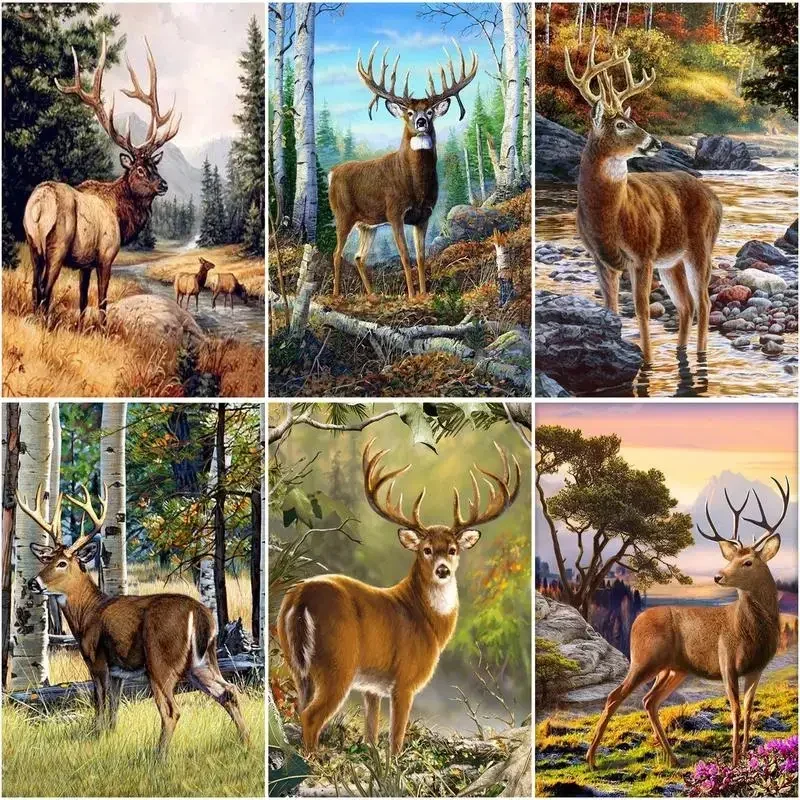 324398 Painting By Number For Adults Deer Acrylic Drawing Coloring By Numbers Modern Wall Art Picture For Diy Gif