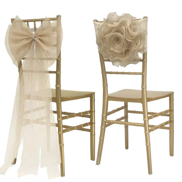 Export quality yarn decoration chair cover, bamboo knot chair back decoration, hotel banquet restaurant, wedding event,